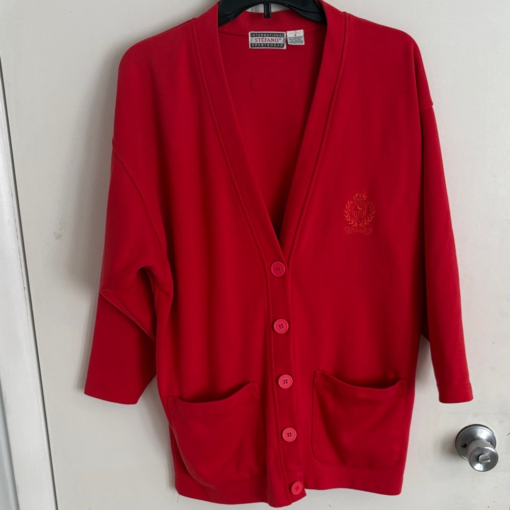 Stefanno Red Button-Front Women's Cardigan